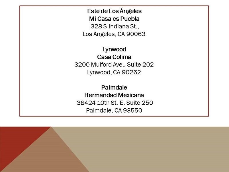 Consulado sobre Ruedas durante mayo 2018 en Los Ángeles