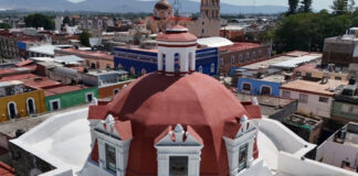 Reconstruyen cúpula del Templo de la Merced en Atlixco tras sismo de 2017