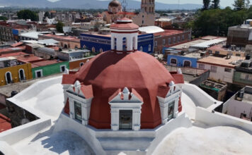 Reconstruyen cúpula del Templo de la Merced en Atlixco tras sismo de 2017